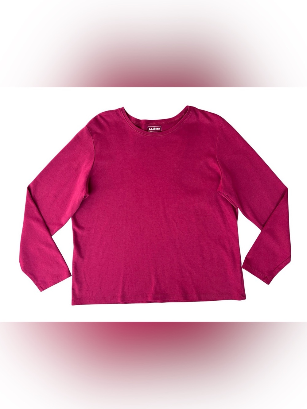 L.L. Bean Women’s Long-Sleeve Burgundy Round Neck Shirt 100% Cotton Size XL-Reg